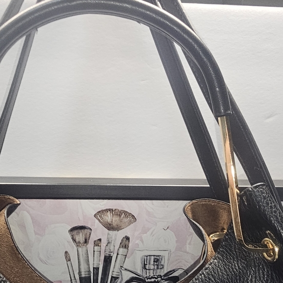 NWT‎ Black Vegan Leather Tote Bag- Satchel Carryon Handbag Office Work - Picture 6 of 14